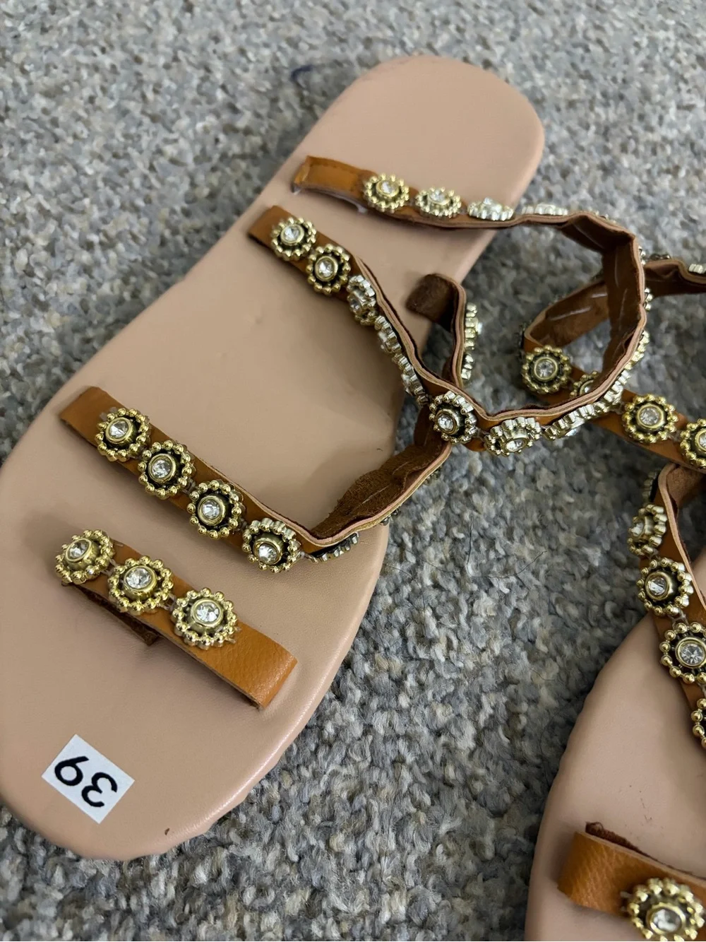 None tan strappy